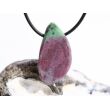 Rubin-Zoisit (Anyolith) XL Schmuckstein / Scheibenstein mit Rohsteinform gebohrt - AA-Sonderqualität - Handarbeit - ca. 3,6 cm x 1,9 cm x 1 cm