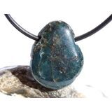 Apatit blau natur Trommelstein / Scheibenstein gebohrt -...