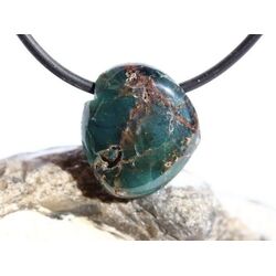 Apatit blau natur Trommelstein gebohrt - ca. 1,9 cm x 1,7...