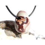 Porzellanit (Blumenjaspis) Trommelstein gebohrt - schöne Qualität - ca. 2,5 cm x 1,9 cm x 1,5 cm - Sonderpreis wg. Makel -