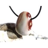 Porzellanit (Blumenjaspis) Trommelstein gebohrt -...