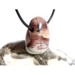 Porzellanit (Blumenjaspis) Trommelstein gebohrt - Sonderqualität - ca. 2,8 cm x 1,9 cm x 1,6 cm