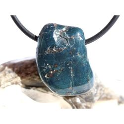 Apatit blau natur Trommelstein gebohrt - ca. 2,3 cm x 1,8 cm x 0,8 cm - Sonderpreis wg. Makel -
