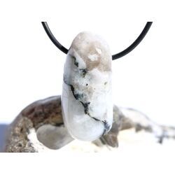 Regenbogenmondstein Schimmer XL Trommelstein gebohrt (Labradorit wei�) - Sonderqualit�t - ca. 3,7 cm x 1,7 cm x 1,9 cm