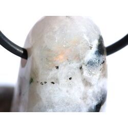 Regenbogenmondstein Schimmer XL Trommelstein gebohrt (Labradorit wei�) - Sonderqualit�t - ca. 3,7 cm x 1,7 cm x 1,9 cm