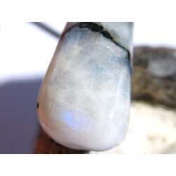 Regenbogenmondstein Schimmer XL Trommelstein gebohrt (Labradorit wei�) - Sonderqualit�t - ca. 3,7 cm x 1,7 cm x 1,9 cm