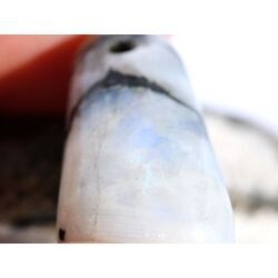 Regenbogenmondstein Schimmer XL Trommelstein gebohrt (Labradorit wei�) - Sonderqualit�t - ca. 3,7 cm x 1,7 cm x 1,9 cm