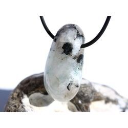 Regenbogenmondstein Schimmer XL Trommelstein gebohrt (Labradorit wei�) - Sonderqualit�t - ca. 3,7 cm x 1,9 cm x 1,7 cm