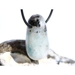 Regenbogenmondstein Schimmer XL Trommelstein gebohrt (Labradorit wei�) - Sonderqualit�t - ca. 3,7 cm x 1,9 cm x 1,7 cm