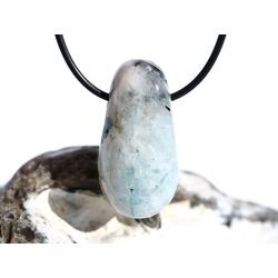 Regenbogenmondstein Schimmer XL Trommelstein gebohrt (Labradorit wei�) - Sonderqualit�t - ca. 3,7 cm x 1,9 cm x 1,7 cm