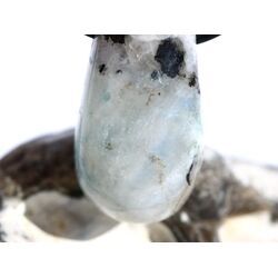 Regenbogenmondstein Schimmer XL Trommelstein gebohrt (Labradorit wei�) - Sonderqualit�t - ca. 3,7 cm x 1,9 cm x 1,7 cm