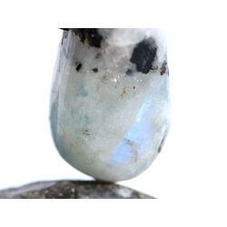 Regenbogenmondstein Schimmer XL Trommelstein gebohrt (Labradorit wei�) - Sonderqualit�t - ca. 3,7 cm x 1,9 cm x 1,7 cm