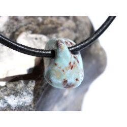 Larimar Trommelstein gebohrt (Pektolith blau) - Rarität - ca. 1,5 cm x 1,7 cm x 1,3 cm