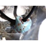 Larimar Trommelstein gebohrt (Pektolith blau) - Rarität - ca. 1,5 cm x 1,7 cm x 1,3 cm