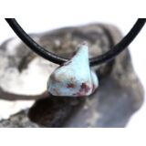 Larimar Trommelstein gebohrt (Pektolith blau) - Rarität - ca. 1,5 cm x 1,7 cm x 1,3 cm