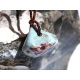 Larimar Trommelstein gebohrt (Pektolith blau) - Rarität - ca. 1,5 cm x 1,7 cm x 1,3 cm