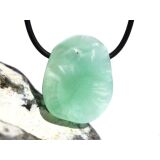 Prehnit grün Trommelstein / Schmuckstein gebohrt - AA-Sonderqualität - ca. 3 cm x 2,4 cm x 1,3 cm