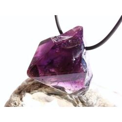 Amethyst dunkel Morion Kristallspitze / Rohstein angetrommelt, gebohrt - AA-Sonderqualitt - ca. 3,2 cm x 3 cm x 1,8 cm