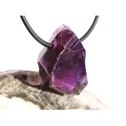 Amethyst dunkel Morion Kristallspitze / Rohstein angetrommelt, gebohrt - Sonderqualitt - ca. 2,8 cm x 2 cm x 1,5 cm