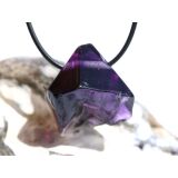 Amethyst dunkel "Morion" Kristallspitze / Rohstein angetrommelt, gebohrt - AA-Sonderqualität - ca. 2,7 cm x 2,7 cm x 1,9 cm - Sonderpreis wg. Makel -