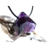 Amethyst dunkel "Morion" Kristallspitze / Rohstein angetrommelt, gebohrt - AA-Sonderqualität - ca. 2,7 cm x 2,7 cm x 1,9 cm - Sonderpreis wg. Makel -