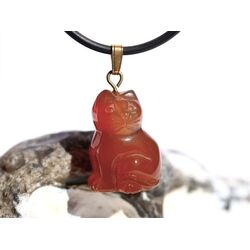 Karneol Katze (gebr.) Anhnger se - ca. 2,8 cm x 1,5 cm...