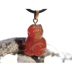 Karneol Katze (gebr.) Anhnger se - ca. 2,8 cm x 1,5 cm x 1,1 cm