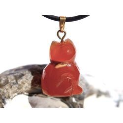 Karneol Katze (gebr.) Anhnger se - ca. 2,8 cm x 1,5 cm x 1,1 cm