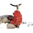 Karneol "Hund" (gebr.) Anhänger Öse - ca. 2,9 cm x 1,7 cm x 1,1 cm