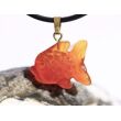 Karneol "Fisch" (gebr.) Schmuckstein Anhänger Öse - ca. 2,5 cm x 2 cm x 0,7 cm / ca.2,8-3 g/St