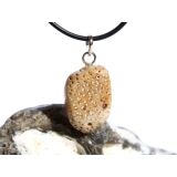 Versteinertes Palmholz Scheibenstein - Anhänger Öse Schmuckdose - Sonderqualität - ca. 3,5 cm x 1,7 cm x 0,9 cm