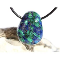 Azurit-Malachit (gepr.) Trommelstein gebohrt - ca. 2,7 cm x 2,1 cm x 1,4 cm