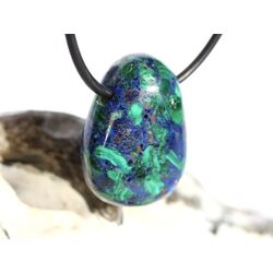 Azurit-Malachit (gepr.) Trommelstein gebohrt - ca. 2,7 cm x 2,1 cm x 1,4 cm