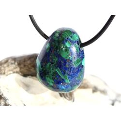 Azurit-Malachit (gepr.) Trommelstein gebohrt - ca. 2,7 cm x 2,1 cm x 1,4 cm