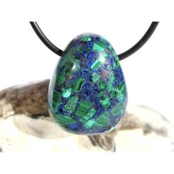 Azurit-Malachit (gepr.) Trommelstein gebohrt - ca. 2,7 cm x 2,1 cm x 1,4 cm