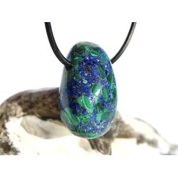 Azurit-Malachit (gepr.) Trommelstein gebohrt - ca. 2,9 cm x 1,8 cm x 1,7 cm