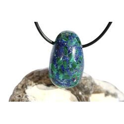 Azurit-Malachit (gepr.) Trommelstein gebohrt - ca. 2,9 cm x 1,8 cm x 1,7 cm