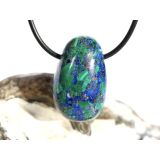 Azurit-Malachit (gepr.) Trommelstein gebohrt - ca. 2,9 cm x 1,8 cm x 1,7 cm