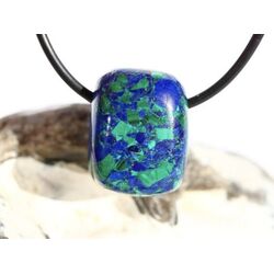 Azurit-Malachit (rek.) Schmuckstein gebohrt - ca. 2,1 cm x 1,6 cm x 1,6 cm