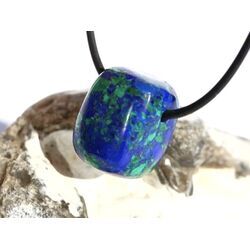 Azurit-Malachit (rek.) Schmuckstein gebohrt - ca. 2,1 cm x 1,6 cm x 1,6 cm