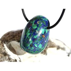 Azurit-Malachit (gepr.) Trommelstein gebohrt - ca. 3 cm x 1,9 cm x 2,1 cm