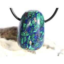 Azurit-Malachit (gepr.) Trommelstein gebohrt - ca. 3 cm x 2 cm x 1,8 cm