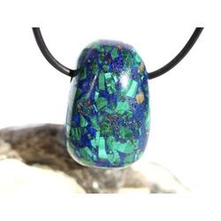 Azurit-Malachit (gepr.) Trommelstein gebohrt - ca. 3 cm x 2 cm x 1,8 cm