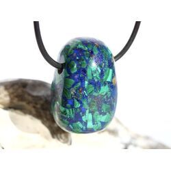 Azurit-Malachit (gepr.) Trommelstein gebohrt - ca. 3 cm x 2 cm x 1,8 cm
