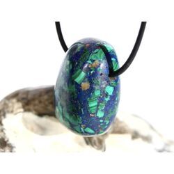 Azurit-Malachit (gepr.) Trommelstein gebohrt - ca. 3 cm x 2 cm x 1,8 cm