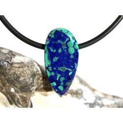 Azurit-Malachit natur Schmuckstein / Scheibenstein gebohrt - Handarbeit - Rarit�t - Sonderqualit�t - ca. 2,1 cm x 1,1 cm x 0,6 cm