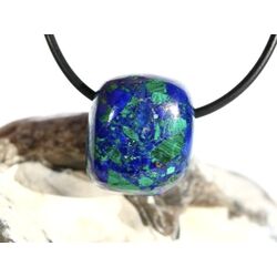 Azurit-Malachit (rek.) Schmuckstein / Trommelstein gebohrt - ca. 2 cm x 1,8 cm x 1,6 cm