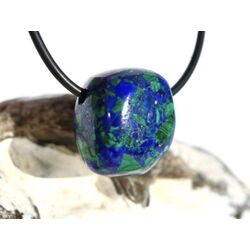 Azurit-Malachit (rek.) Schmuckstein / Trommelstein gebohrt - ca. 2 cm x 1,8 cm x 1,6 cm