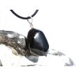 Schungit Trommelstein Anhänger Öse - Sonderqualität - ca. 3,4 cm x 1,6 cm x 1,6 cm