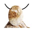 Versteinerte Koralle XXL Schmuckstein Cabochon / Scheibenstein gebohrt - ca. 4 cm x 3 cm x 0,9 cm